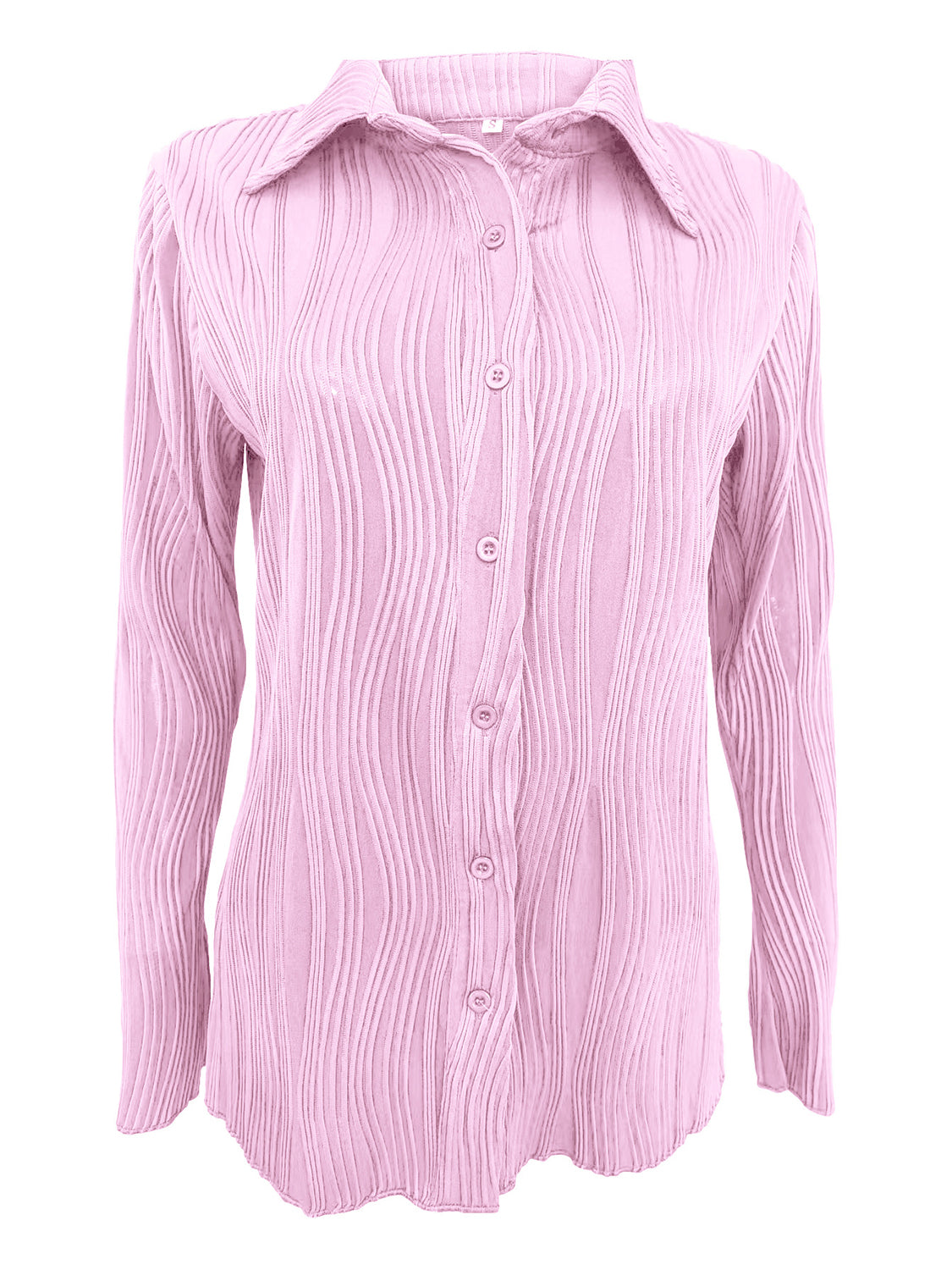 Collared Neck Long Sleeve Shirt - Tantalize Boutique
