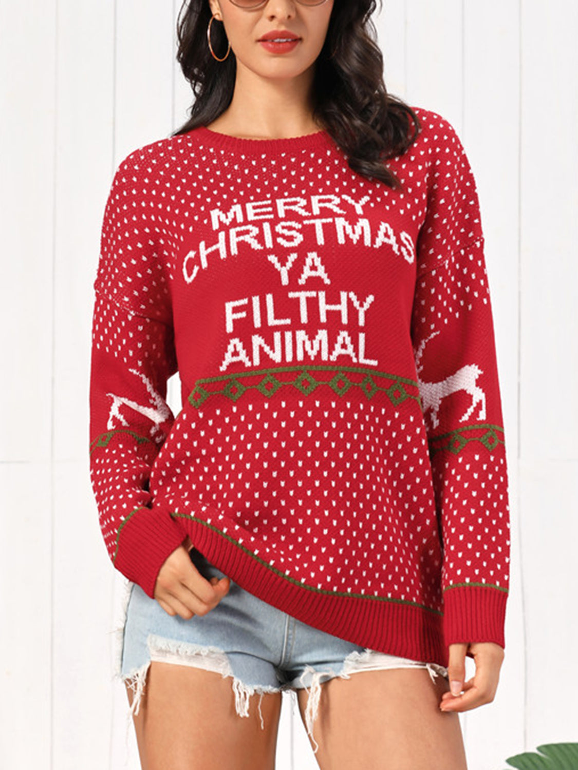 Christmas Element Round Neck Sweater - Tantalize Boutique