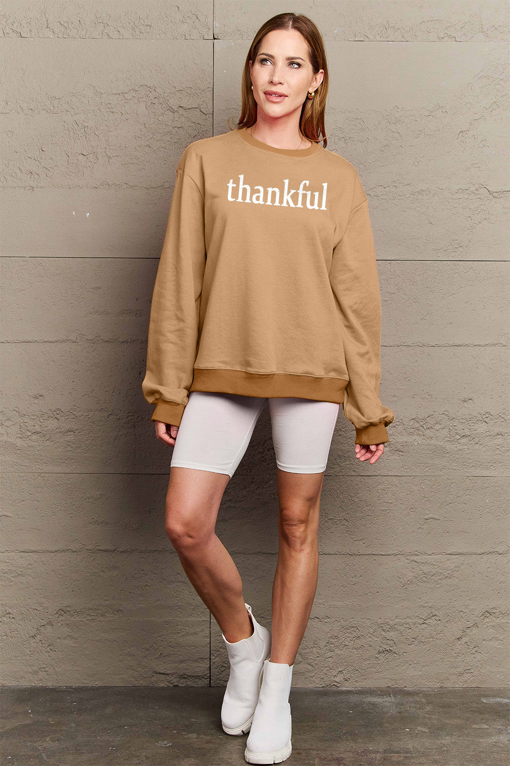 Simply Love Full Size THANKFUL Graphic Sweatshirt - Tantalize Boutique