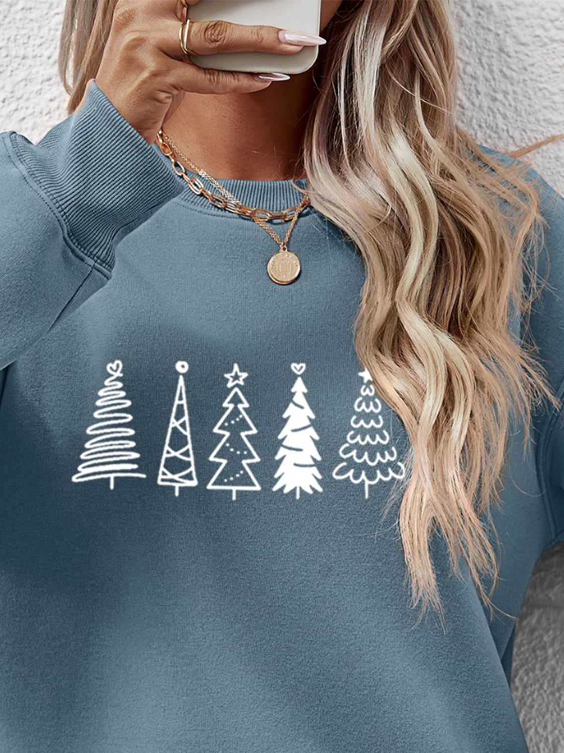 Christmas Tree Graphic Drop Shoulder Sweatshirt - Tantalize Boutique