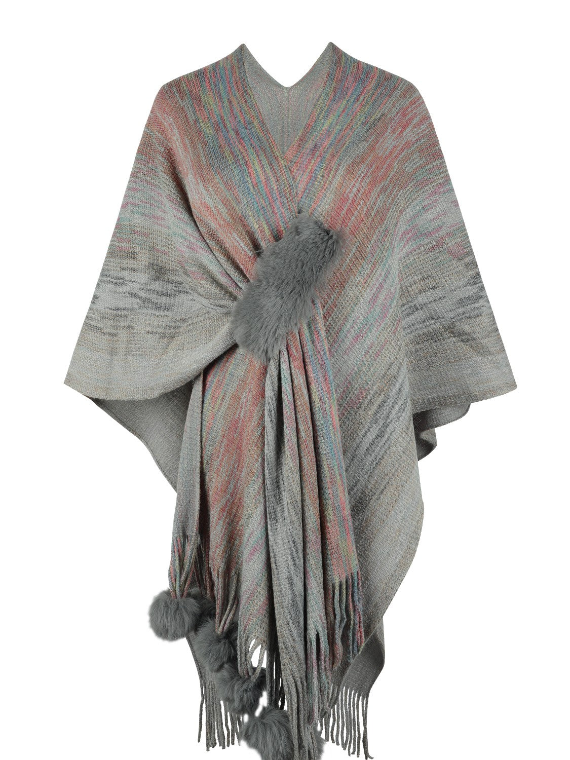 Heathered Fringe Hem Poncho - Tantalize Boutique