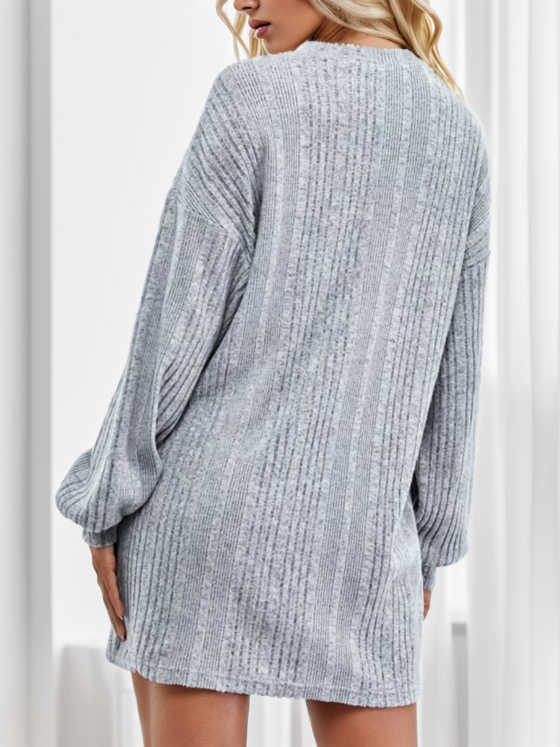 Round Neck Dropped Shoulder Mini Dress - Tantalize Boutique