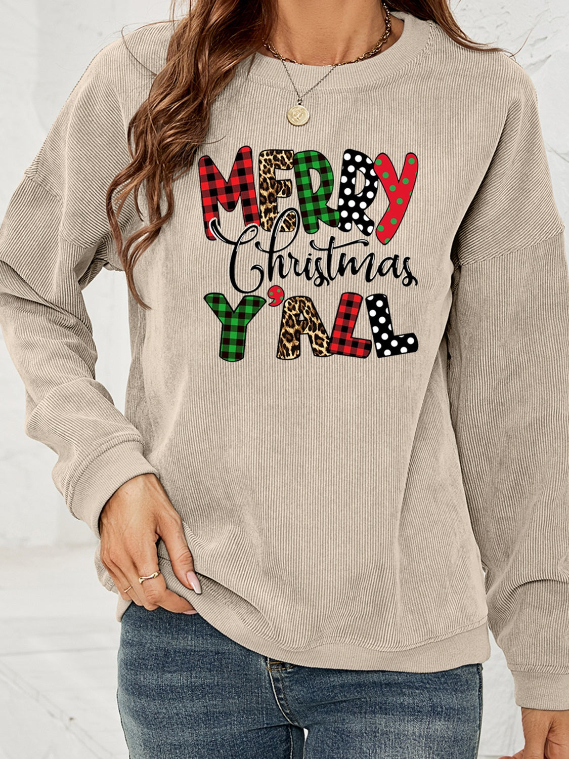 MERRY CHRISTMAS Y'ALL Graphic Sweatshirt - Tantalize Boutique