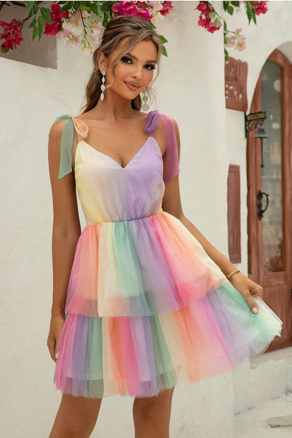 Gradient Tie-Shoulder Layered Dress - Tantalize Boutique