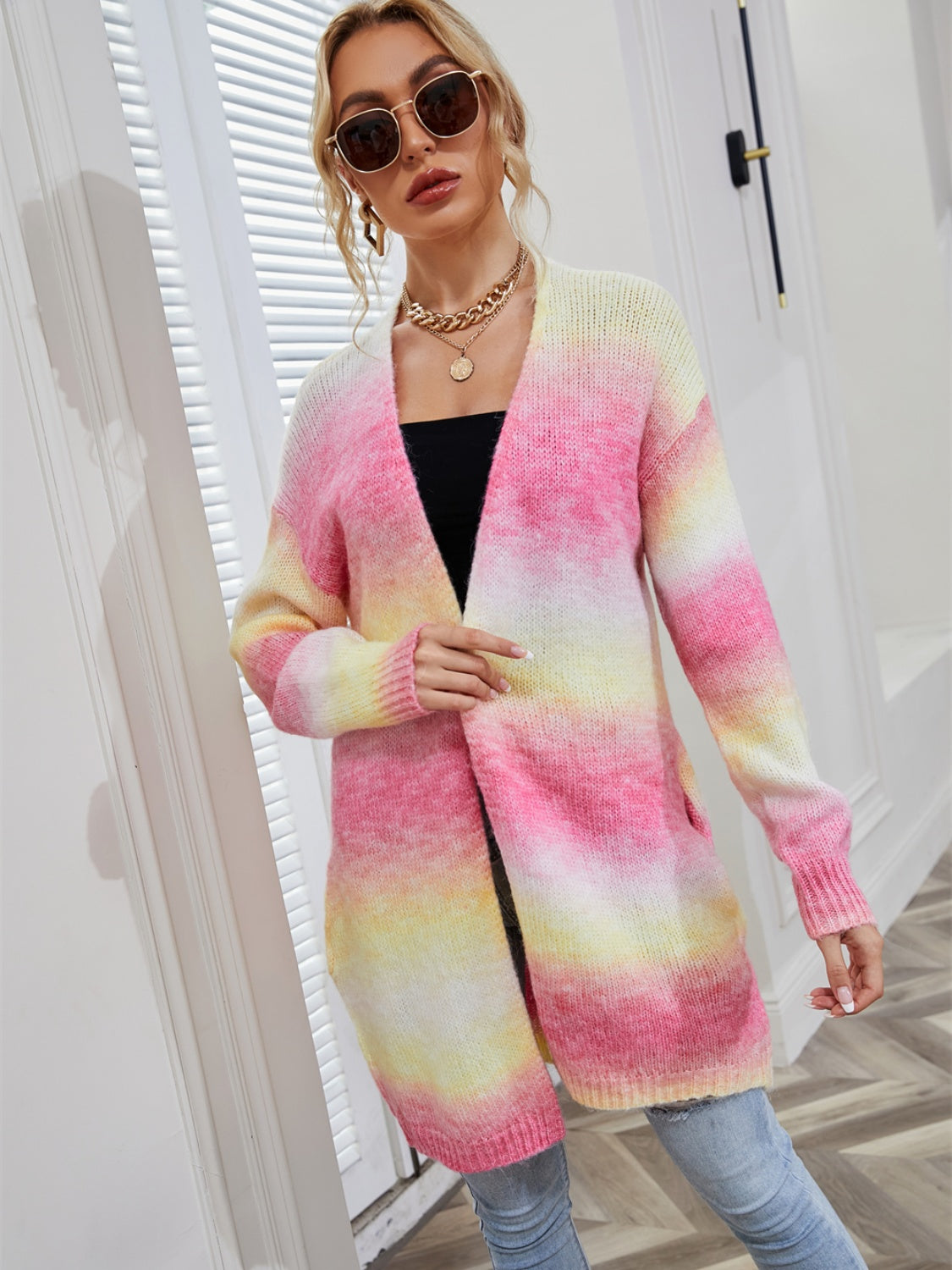 Full Size Gradient Open Front Cardigan - Tantalize Boutique