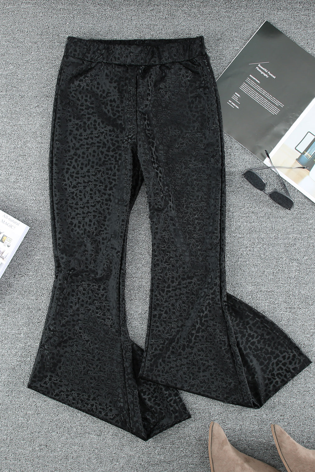 Leopard High Waist Bootcut Pants - Tantalize Boutique