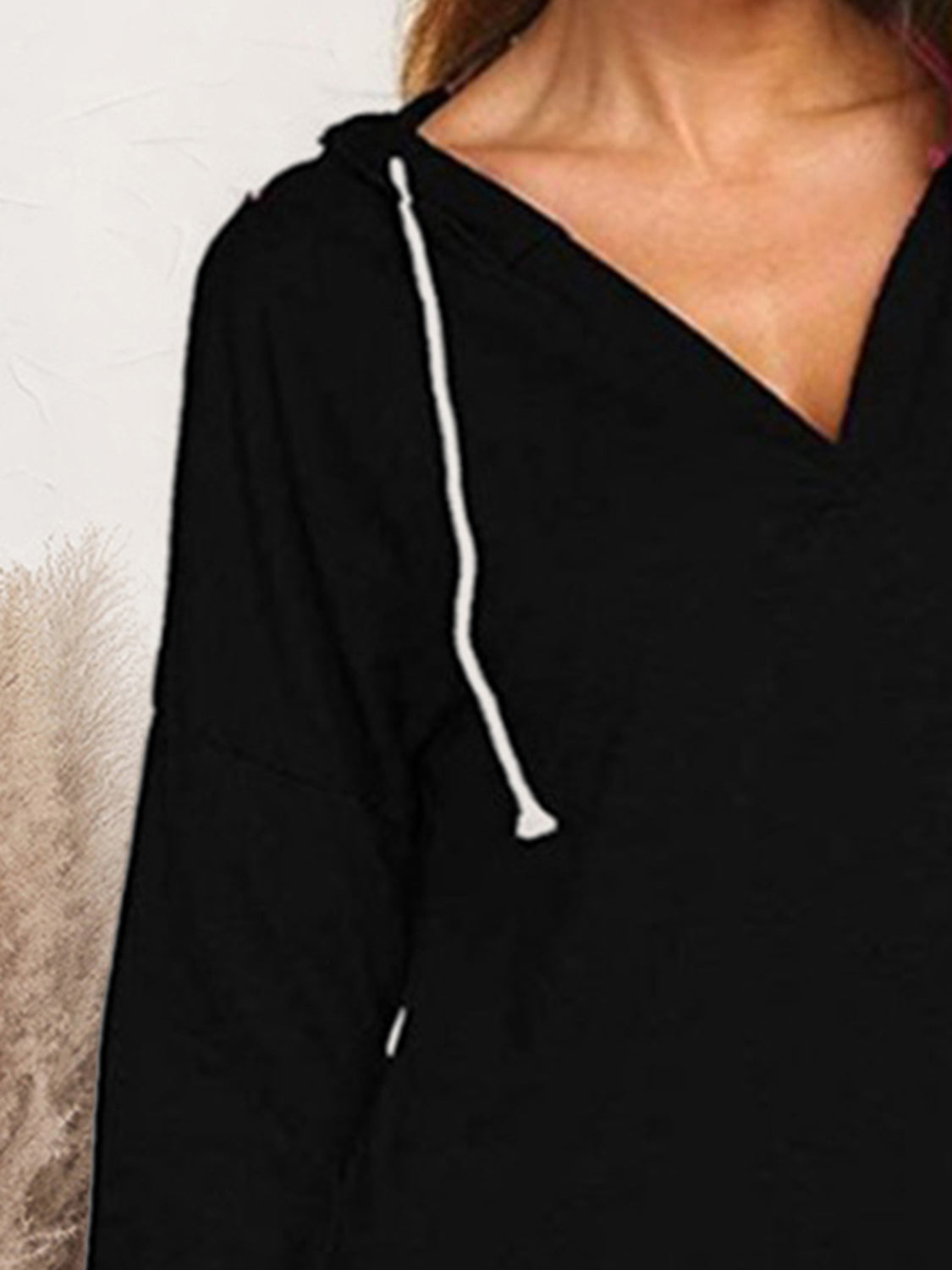 Drawstring Dropped Shoulder Long Sleeve Hoodie - Tantalize Boutique