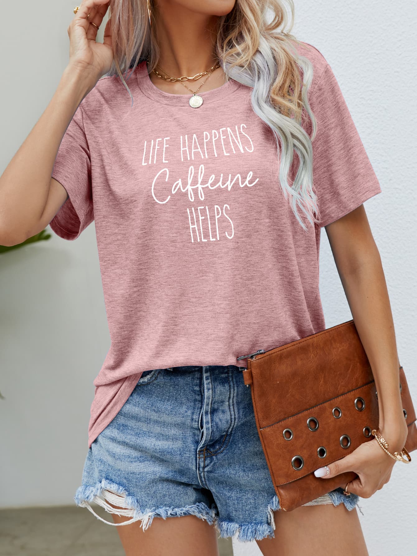 LIFE HAPPENS CAFFEINE HELPS Graphic Tee - Tantalize Boutique