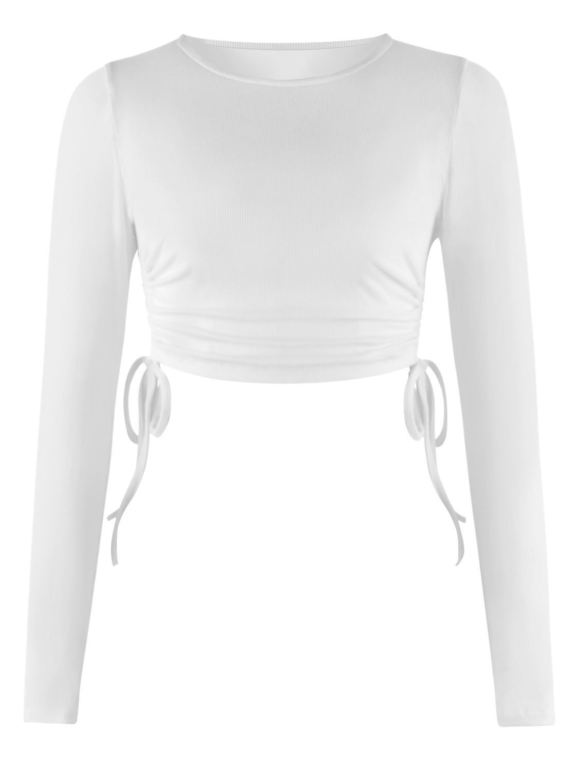 Drawstring Round Neck Long Sleeve Top - Tantalize Boutique