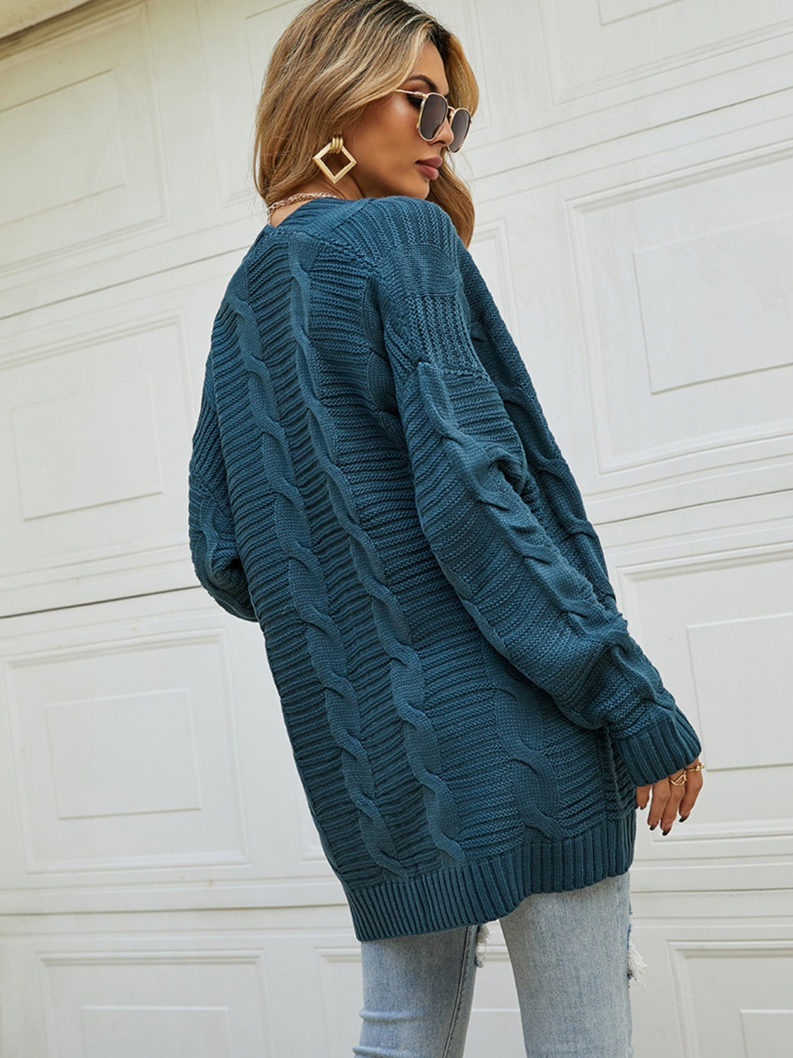 Open Front Dropped Shoulder Longline Cardigan - Tantalize Boutique