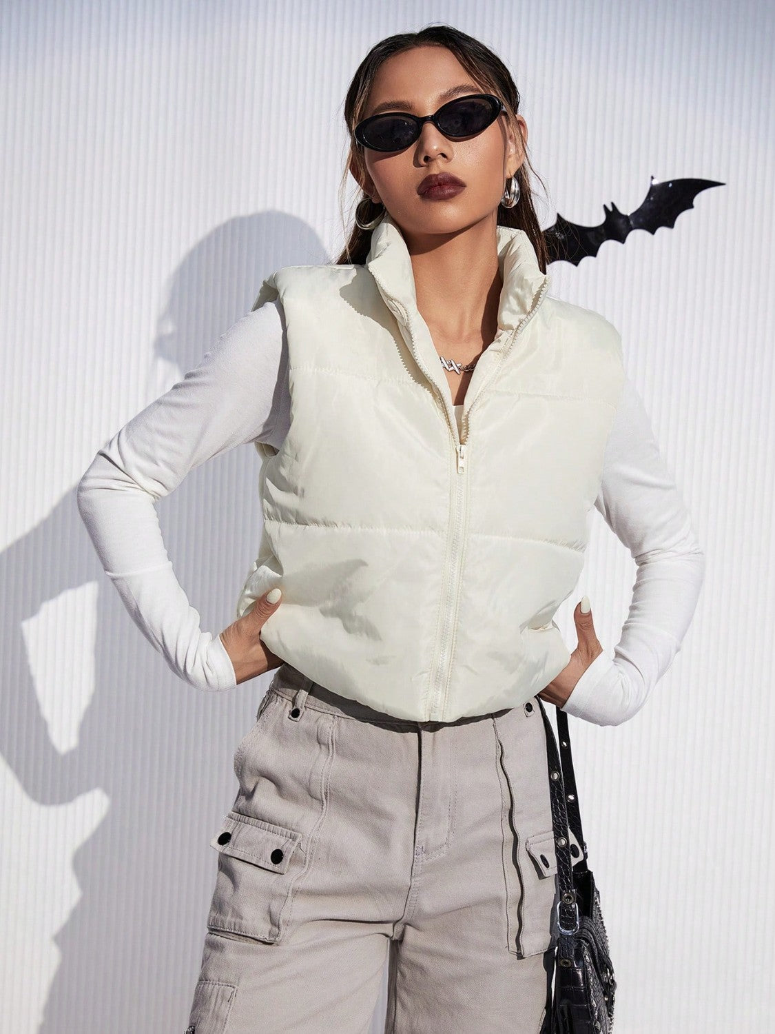 Zip Up Turtleneck Vest Coat - Tantalize Boutique