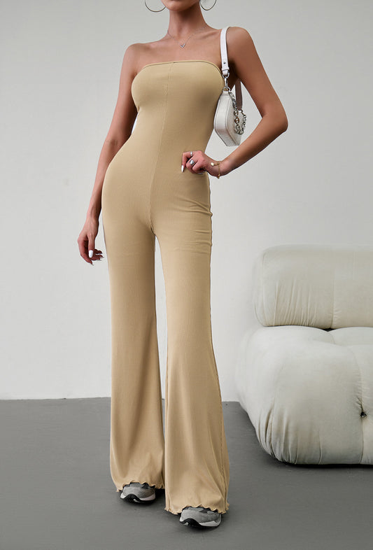 Strapless Lace-Up Jumpsuit - Tantalize Boutique