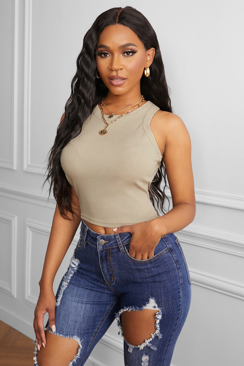 Round Neck Racerback Tank - Tantalize Boutique