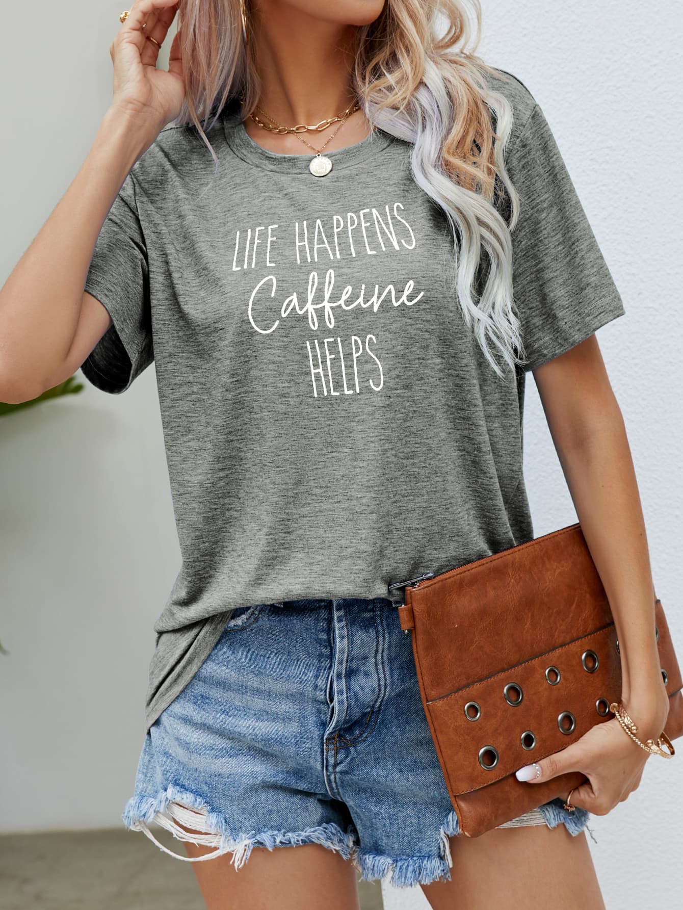 LIFE HAPPENS CAFFEINE HELPS Graphic Tee - Tantalize Boutique