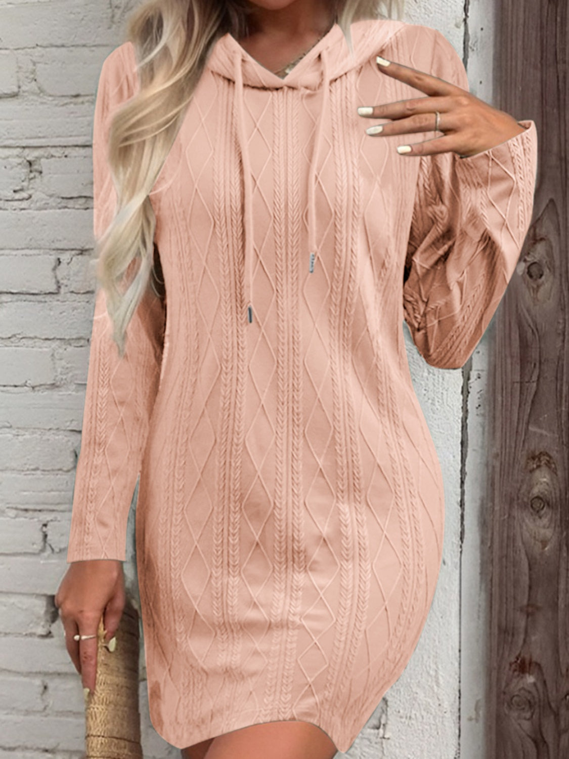 Drawstring Hooded Sweater Dress - Tantalize Boutique