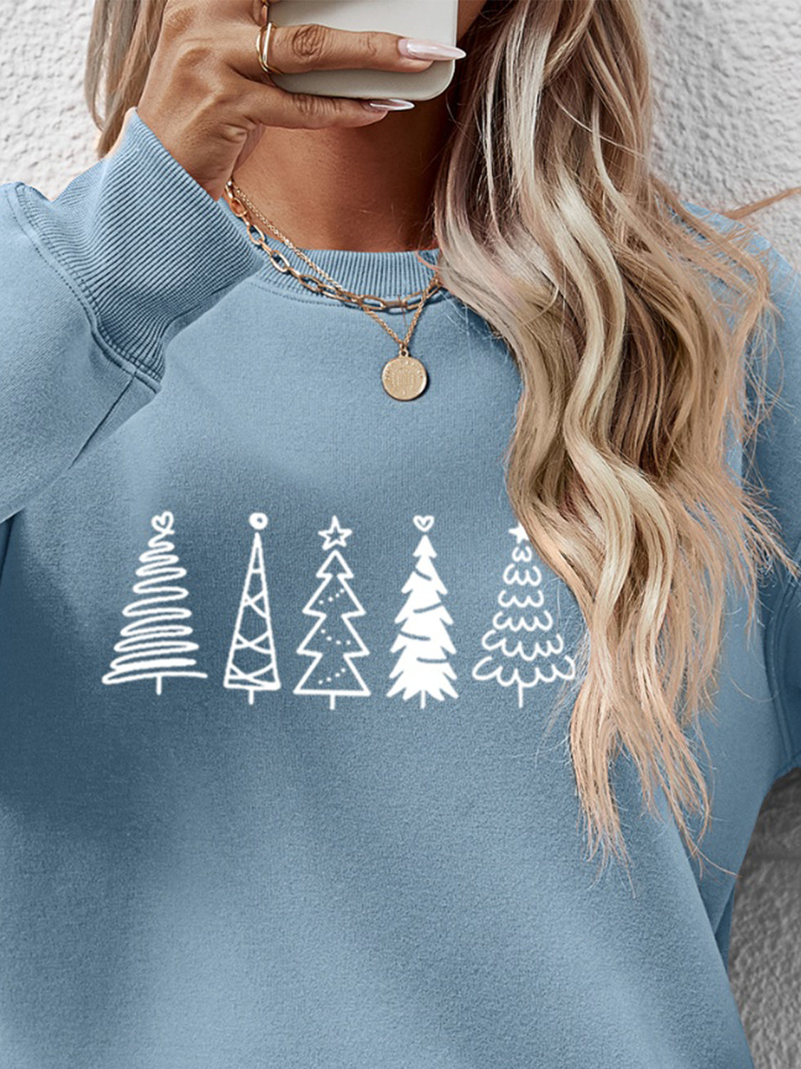Christmas Tree Graphic Drop Shoulder Sweatshirt - Tantalize Boutique