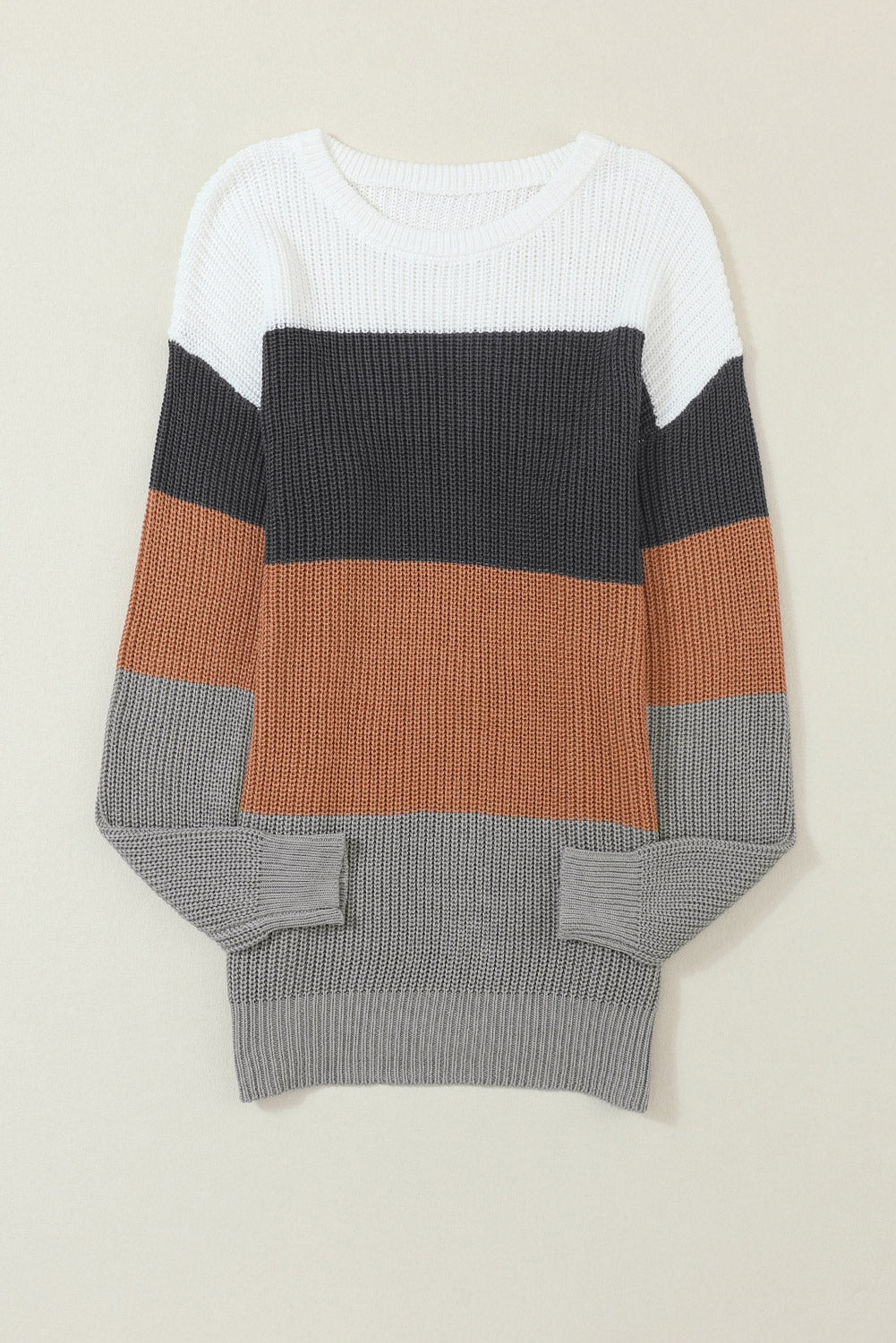 Color Block Round Neck Sweater - Tantalize Boutique