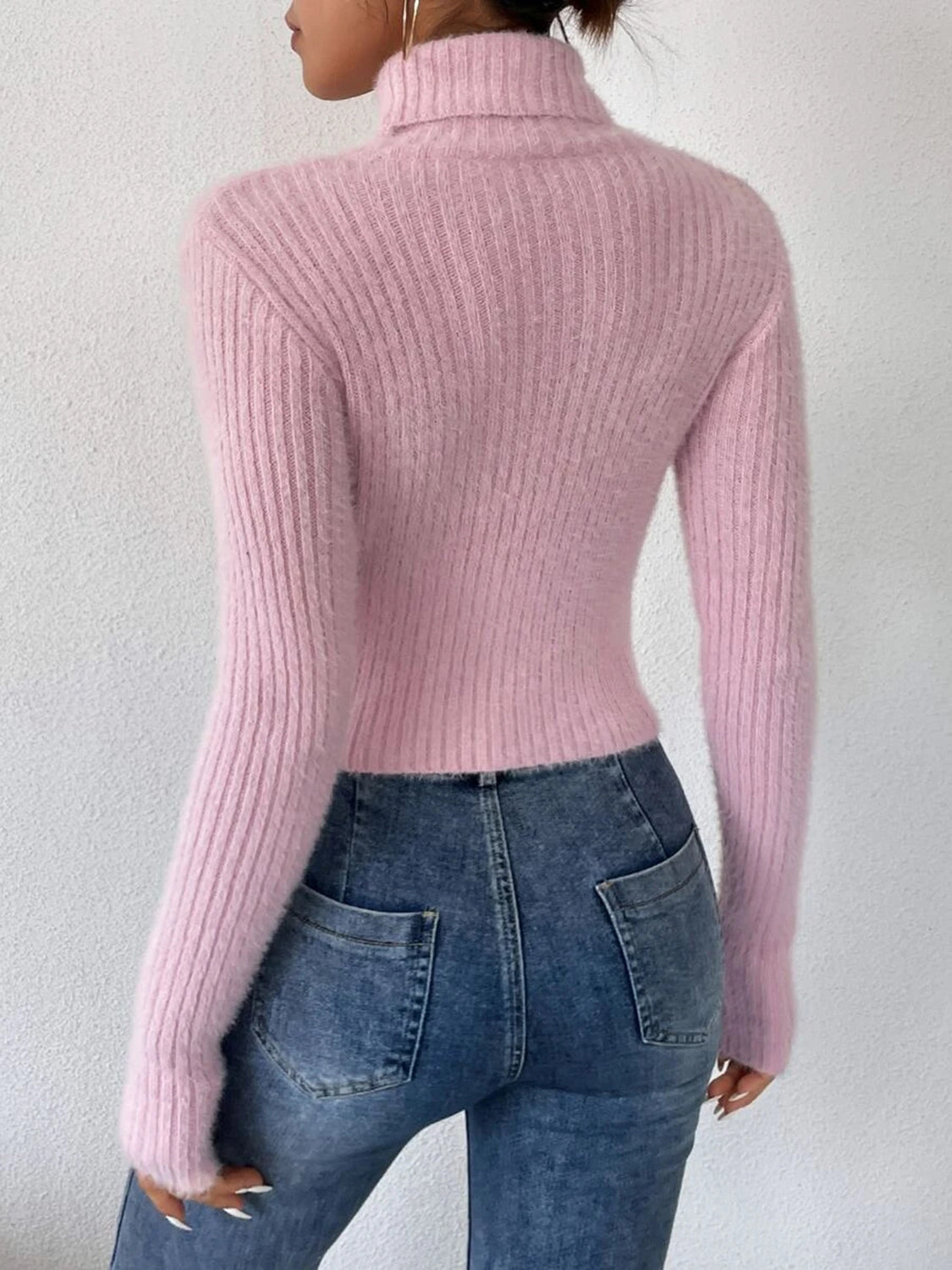 Ribbed Turtleneck Long Sleeve Sweater - Tantalize Boutique