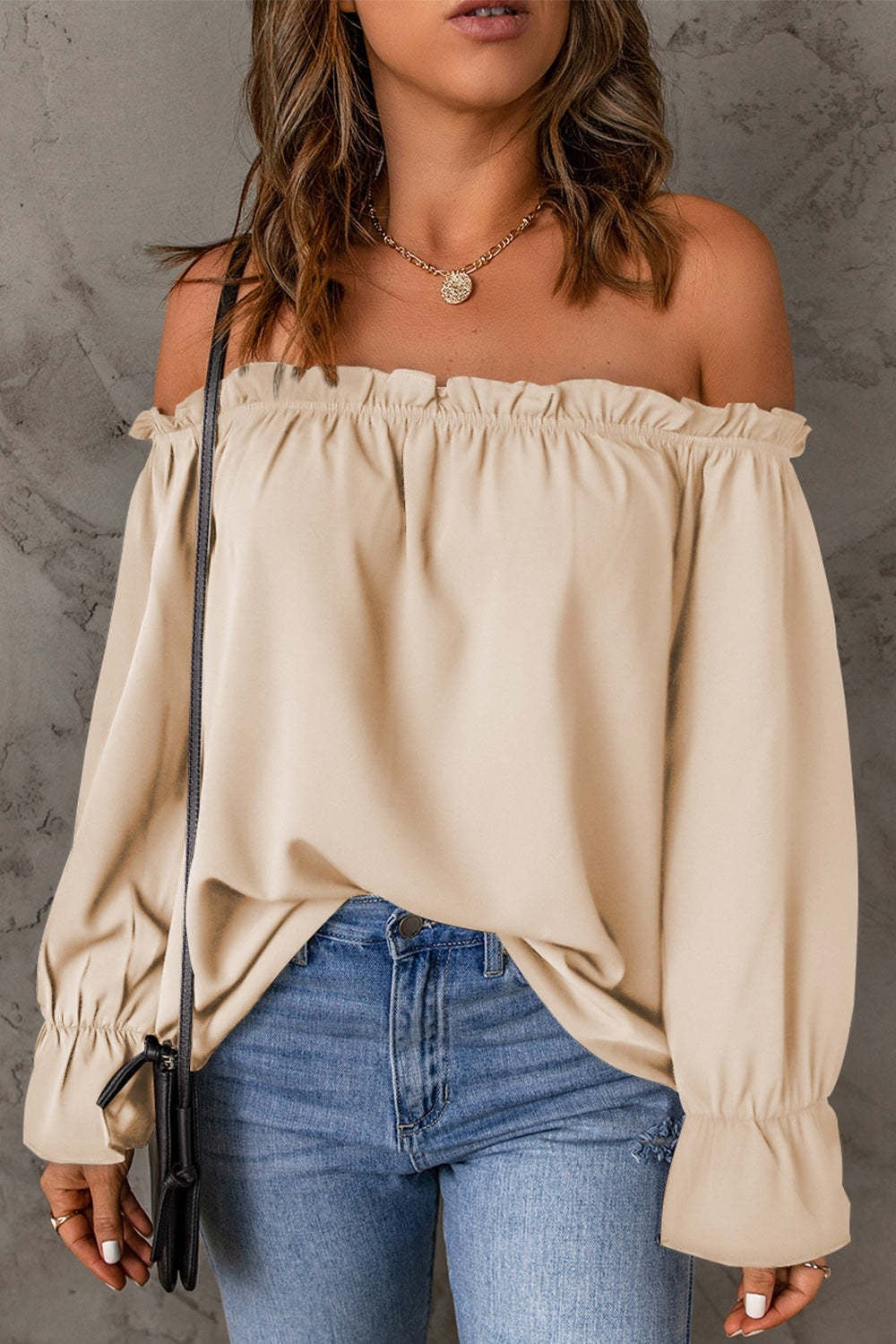 Frill Off-Shoulder Flounce Sleeve Blouse - Tantalize Boutique