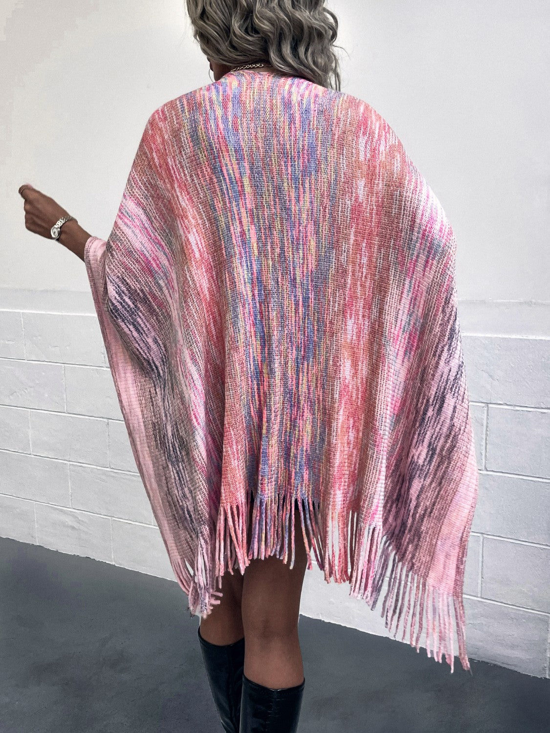 Heathered Fringe Hem Poncho - Tantalize Boutique