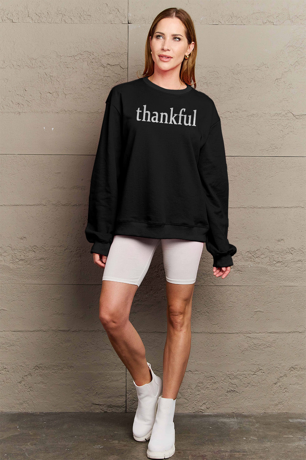 Simply Love Full Size THANKFUL Graphic Sweatshirt - Tantalize Boutique
