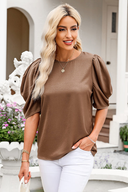 Round Neck Half Sleeve Blouse - Tantalize Boutique