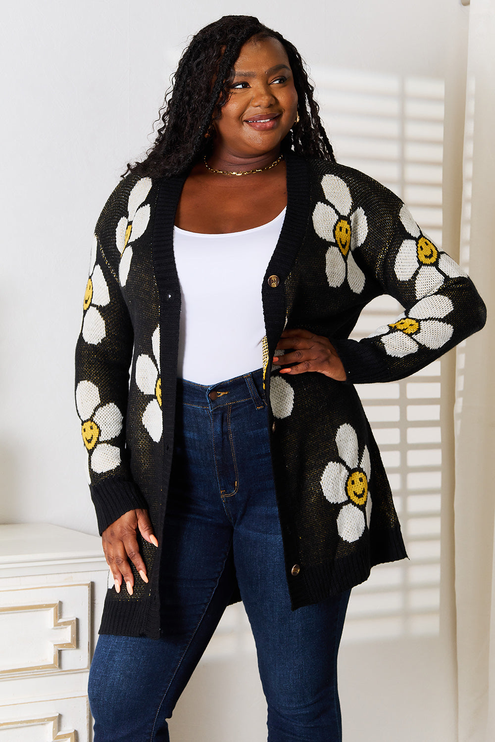 Double Take Floral Button Down Longline Cardigan - Tantalize Boutique