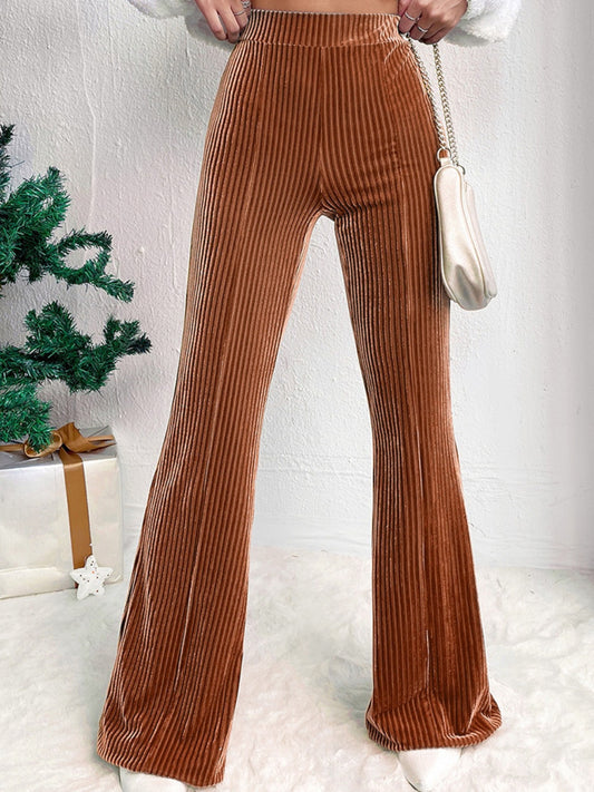 Ribbed High Waist Bootcut Pants - Tantalize Boutique