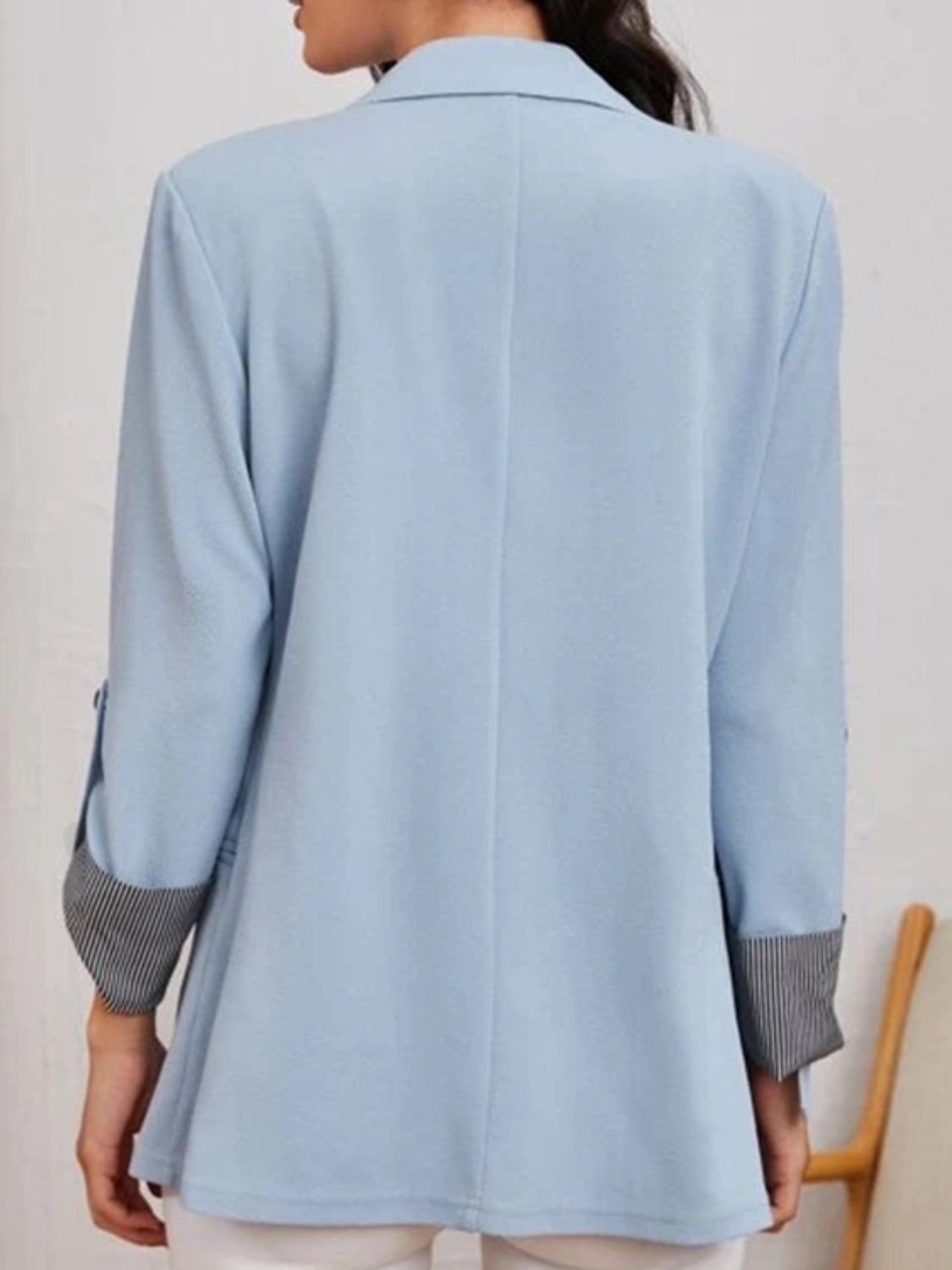 Lapel Collar Roll-Tab Sleeve Blazer - Tantalize Boutique