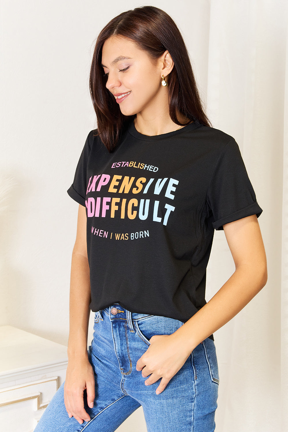 Simply Love Slogan Graphic Cuffed Sleeve T-Shirt - Tantalize Boutique