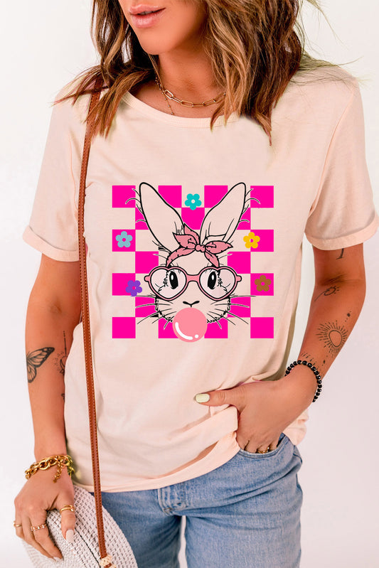Rabbit Round Neck Short Sleeve T-Shirt - Tantalize Boutique