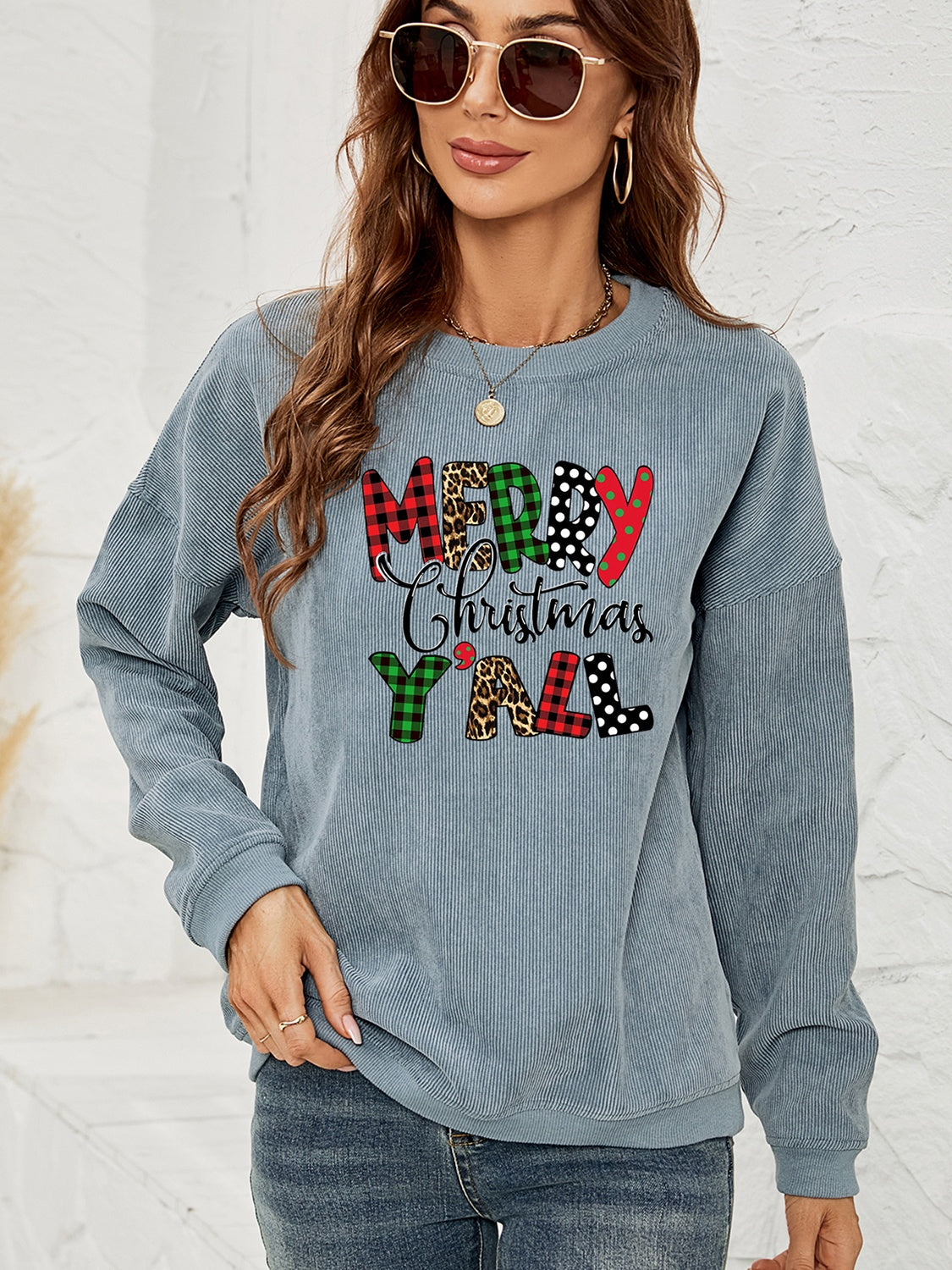 MERRY CHRISTMAS Y'ALL Graphic Sweatshirt - Tantalize Boutique