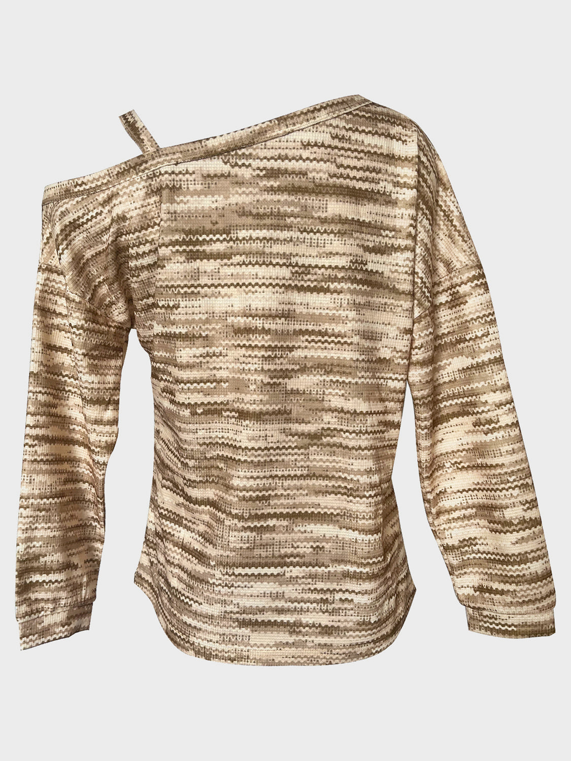 Heathered Asymmetrical Neck Long Sleeve T-Shirt - Tantalize Boutique