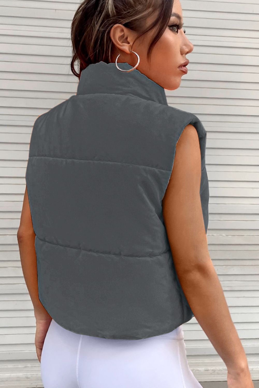 Zip Up Turtleneck Vest Coat - Tantalize Boutique