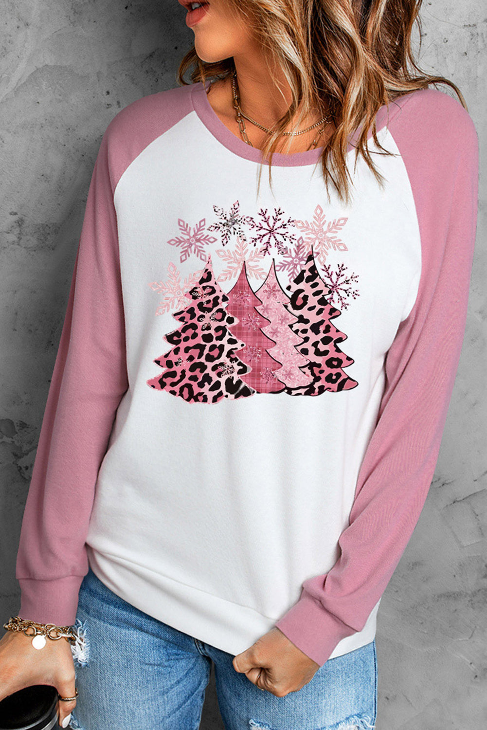 Christmas Tree Graphic Round Neck Long Sleeve T-Shirt - Tantalize Boutique