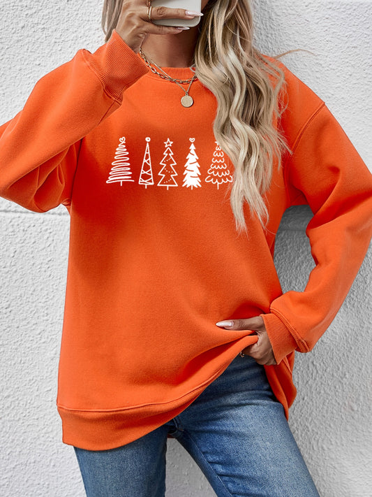Christmas Tree Graphic Drop Shoulder Sweatshirt - Tantalize Boutique