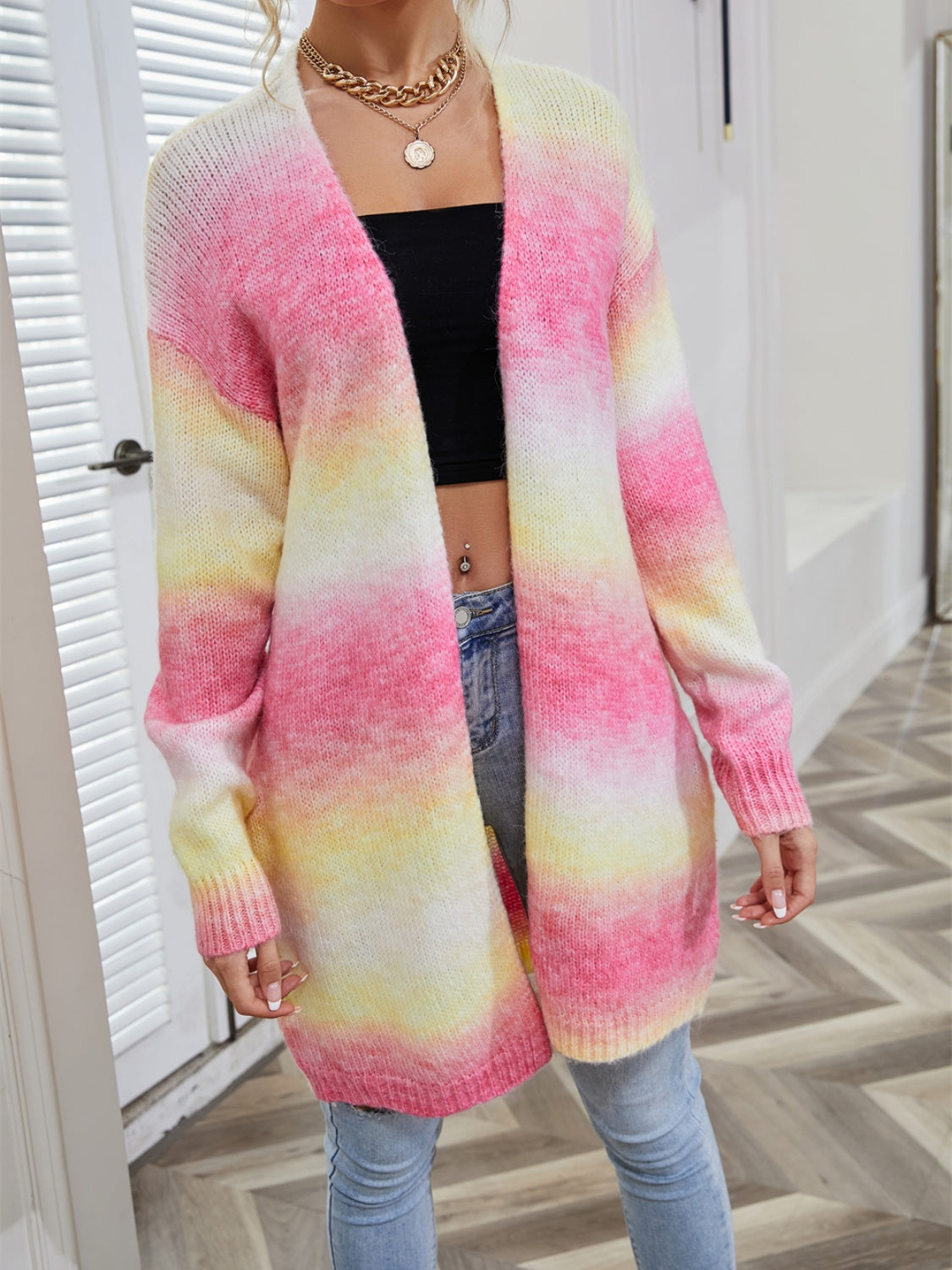 Full Size Gradient Open Front Cardigan - Tantalize Boutique