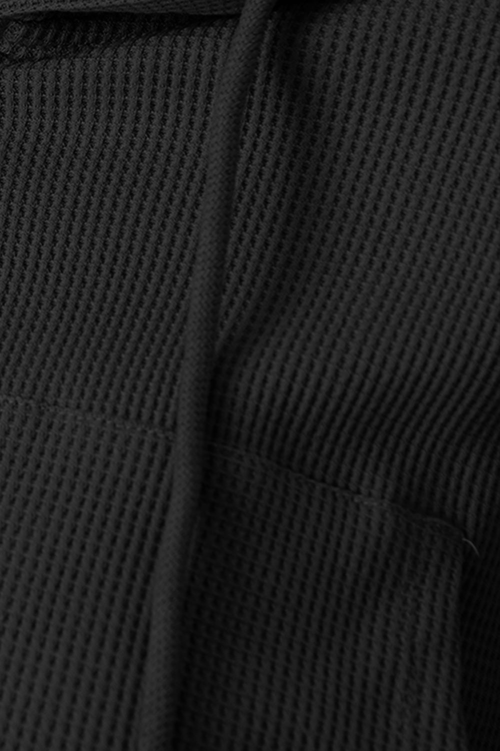 Waffle-Knit Drawstring Zip Up Hoodie - Tantalize Boutique