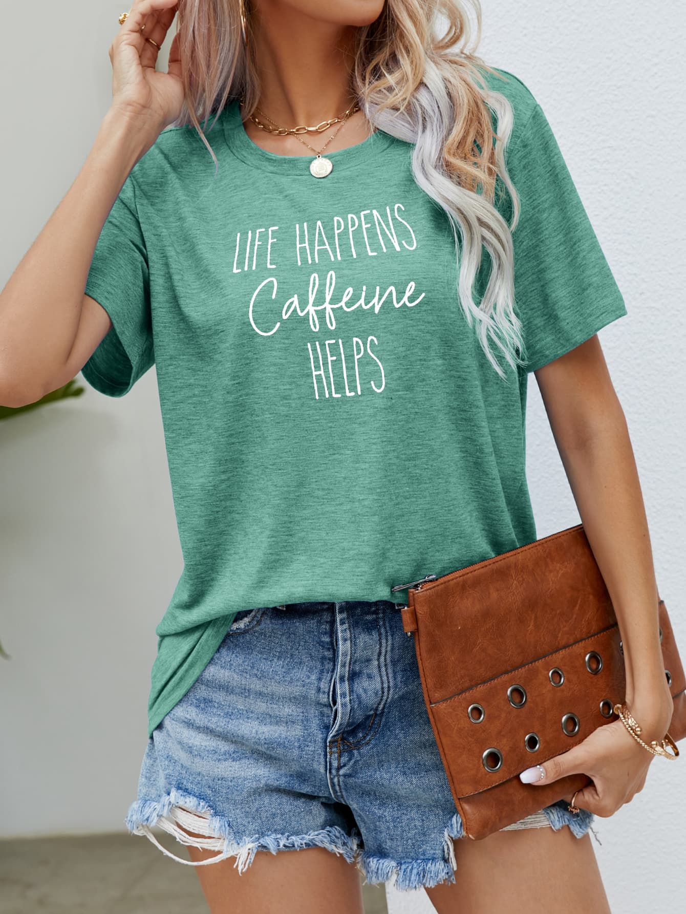 LIFE HAPPENS CAFFEINE HELPS Graphic Tee - Tantalize Boutique