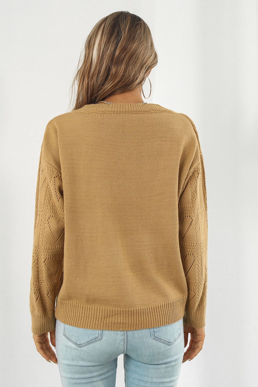V-Neck Drop Shoulder Sweater - Tantalize Boutique