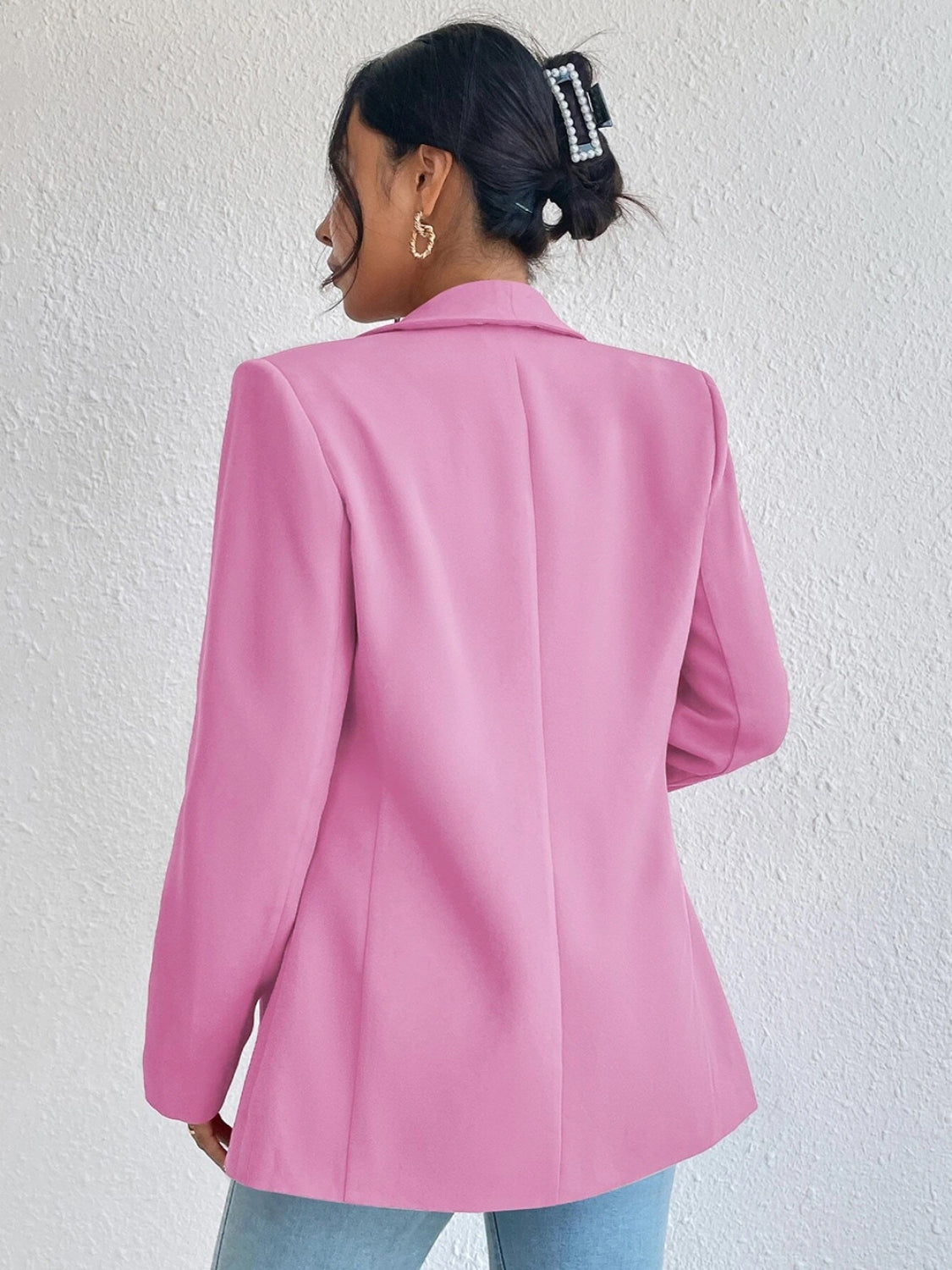 Shawl Collar Long Sleeve Blazer - Tantalize Boutique