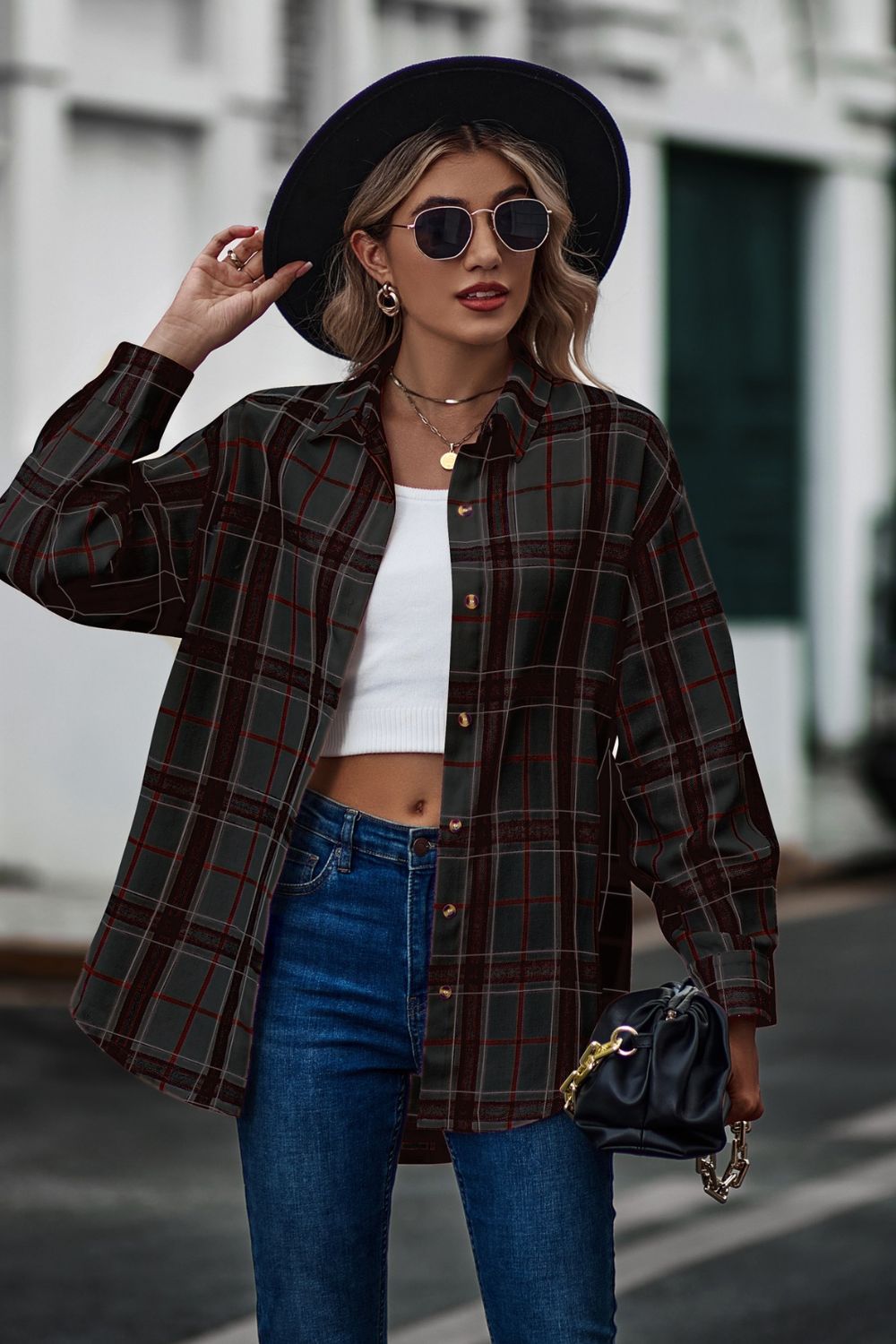 Plaid Long Sleeve Shirt - Tantalize Boutique