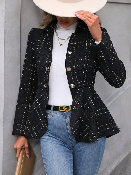 Ruffle Hem Collared Blazer - Tantalize Boutique