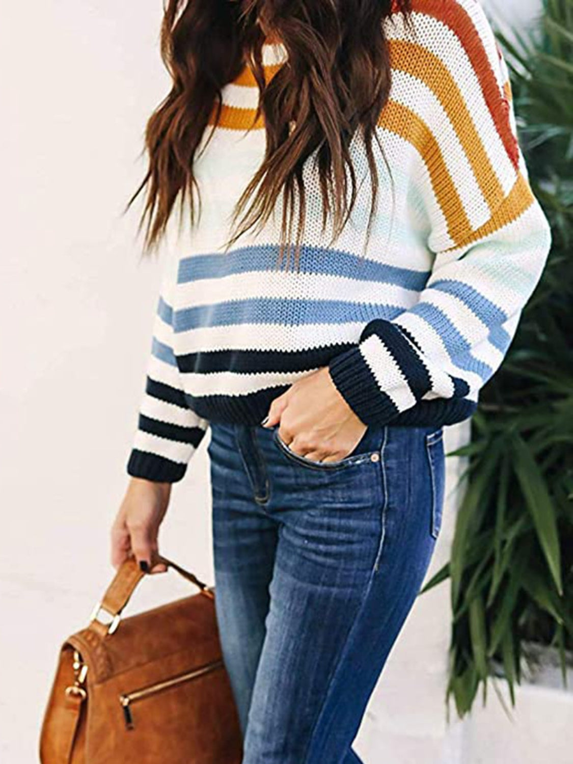 Striped Round Neck Knit Top - Tantalize Boutique
