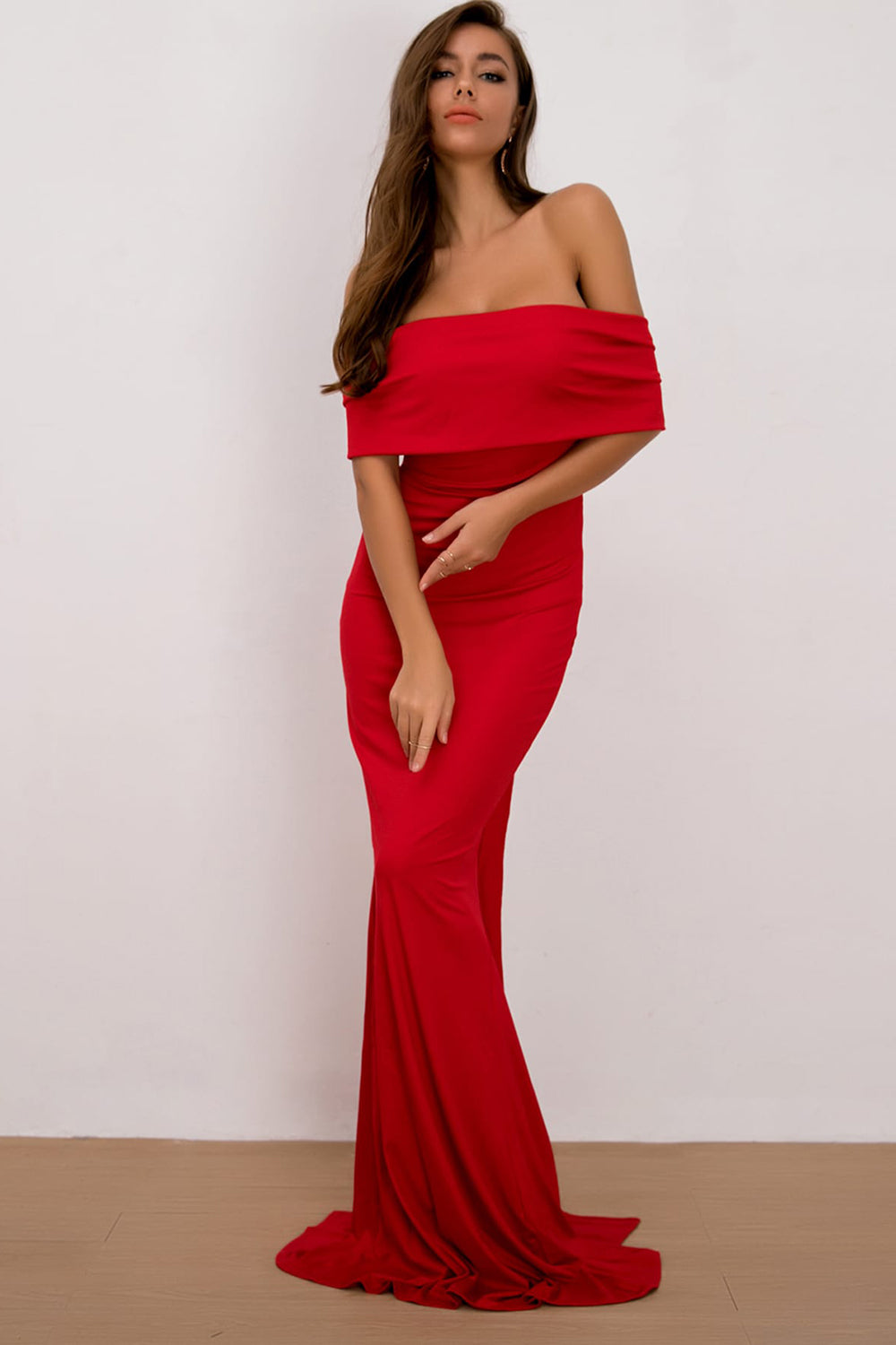 Off-Shoulder Floor Length Dress - Tantalize Boutique