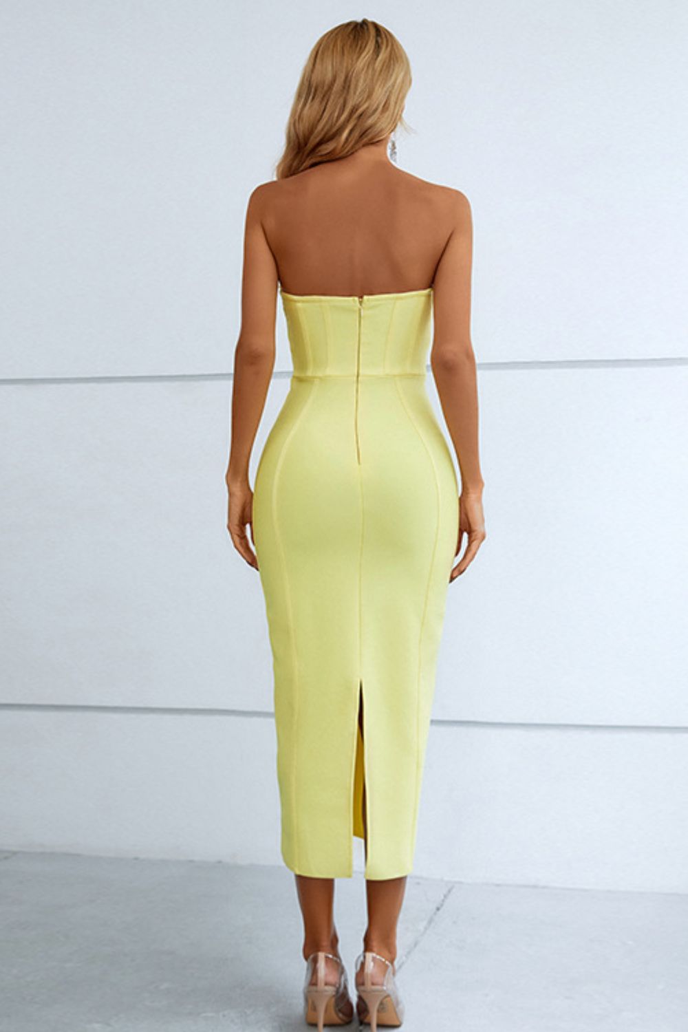 Seam Detail Strapless Sweetheart Neck Dress - Tantalize Boutique