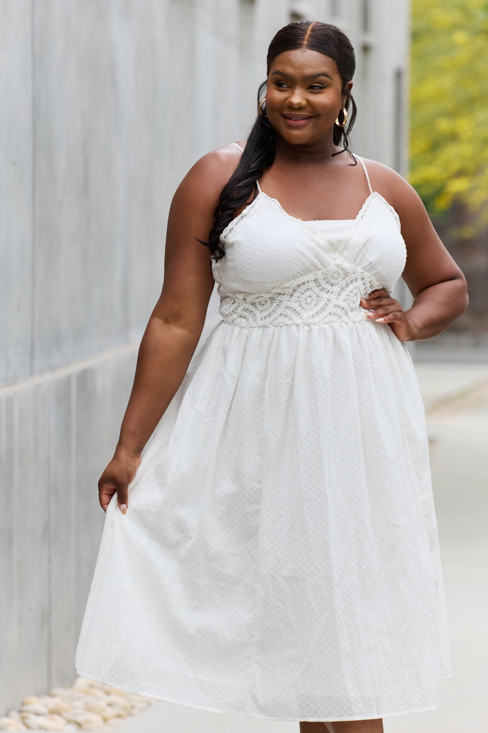 White Birch Full Size Lace Detail Sleeveless Lace Midi Dress - Tantalize Boutique