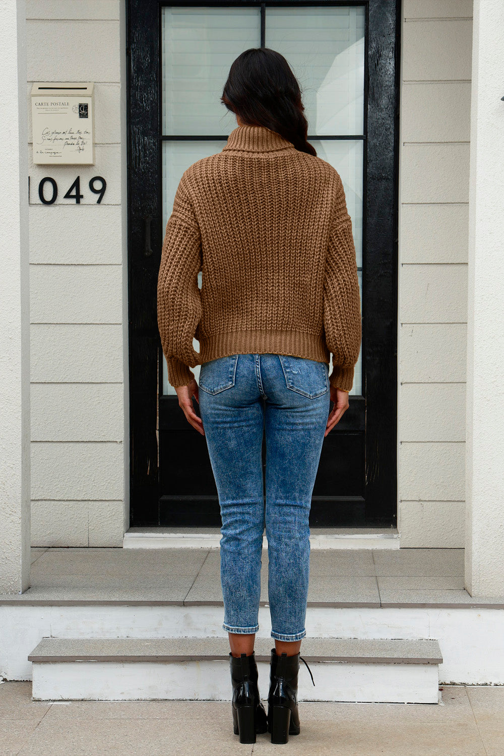 Cable-Knit Turtleneck Long Sleeve Sweater - Tantalize Boutique