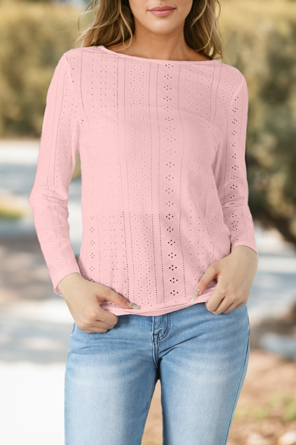 V-Neck Lace Detail Long Sleeve Blouse - Tantalize Boutique