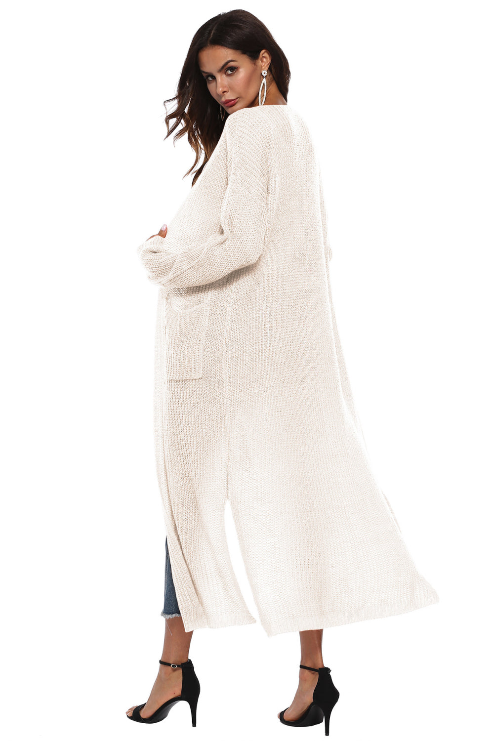 Long Sleeve Open Front Buttoned Cardigan - Tantalize Boutique